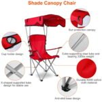 Red portable camping chair with canopy